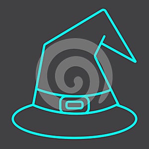 Witch hat line icon, halloween and scary, wizard