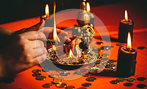 A witch holds a ritual for money