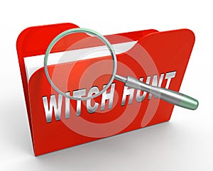 Witch Hunt Folder Meaning Harassment or Bullying To Threaten Or Persecute 3d Illustration photo