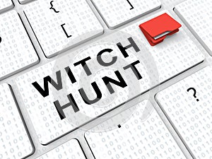 Witch Hunt Key Meaning Harassment or Bullying To Threaten Or Persecute 3d Illustration photo