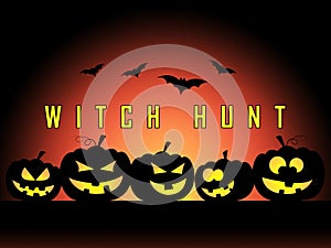 Witch Hunt Pumpkins Meaning Harassment or Bullying To Threaten Or Persecute 3d Illustration photo