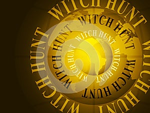 Witch Hunt Words Meaning Harassment or Bullying To Threaten Or Persecute 3d Illustration photo