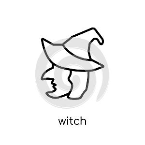 Witch icon. Trendy modern flat linear vector Witch icon on white