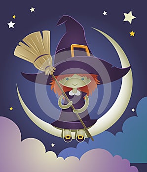 Witch kid illustration