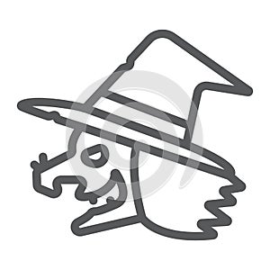 Witch line icon, magic and halloween, wizard sign, vector graphics, a linear pattern on a white background,