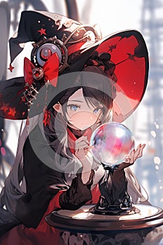 A witch with a magic ball. AI Generated