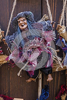 Witch marionette doll in Prague, Czech Republic