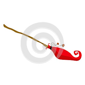 Witch`s broom isolated on white background. Vector illustration for Halloween decoration