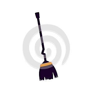 Witch s broom, logo, Halloween, illustration on a white background