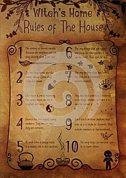 Witch\'s Home, Rules Of The House, Witch Rules Poster, Art Print, Halloween Decor, Halloween Poster