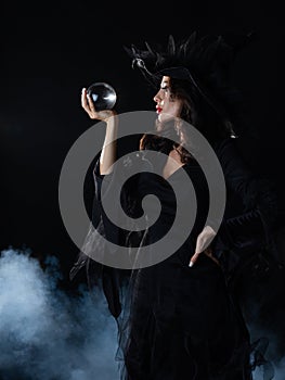 Witch sorceress with crystal ball