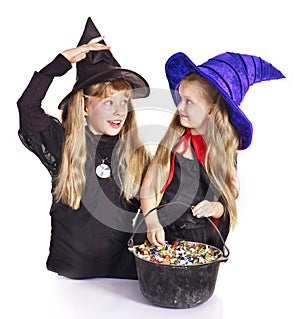 Witch with trick or treat.