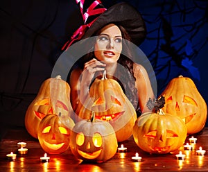 Witch woman with Jack OLantern.