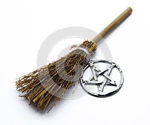 Witchcraft Broom and Pentacle