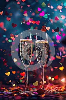 Witched with champagne large plan. Selective focus