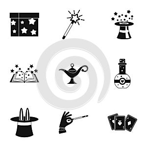 Witchery icons set, simple style