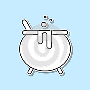 Witches cauldron with potion sticker icon. Simple thin line, outline vector of halloween icons for ui and ux, website or mobile
