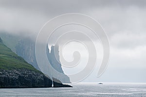 Witches Finger rock on Vagar island, Faroe Islands