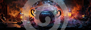 Witchs Cauldron Bubbling With Mysterious Potions Halloween