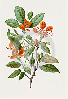 Withania Somnifera, Ashwagandha, Winter Cherry Medicinal Adaptogenic Plant, Abstract Generative AI Illustration