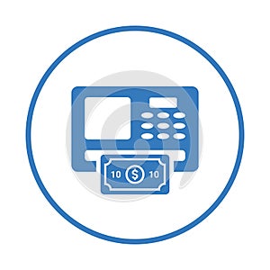Withdraw, atm, cash machine icon. Blue color design