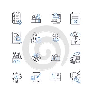 Withdrawal line icons collection. Retreat, Isolation, Abandonment, Resignation, Detachment, Seclusion, Disengagement