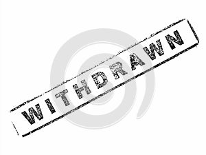 Withdrawn stamp on paper isolated over white photo