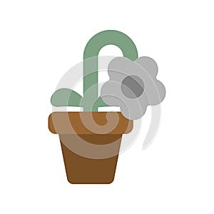 Withered flower in pot. flower sear isolated. Vector illustration