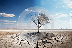 withered tree against the backdrop of climate change