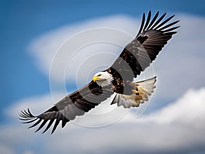 Majestic Bald Eagle Soaring Through the Sky Stunning AI-Crafted Image photo