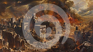 Sodom\'s Demise: Biblical Scene of Destruction and Divine Retribution photo
