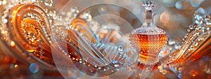 Witness the convergence of art and impossibility: a crystal carafe showcase an intricate fractal design. photo