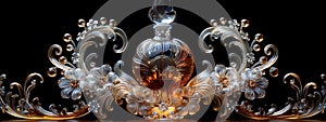 Witness the convergence of art and impossibility: a crystal carafe showcase an intricate fractal design that defies the boundaries photo