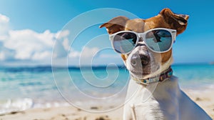 Witness a cute dog rocking specular sunglasses. Ai Generated