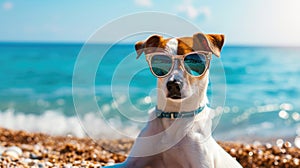 Witness a cute dog rocking specular sunglasses. Ai Generated