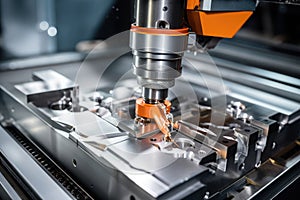 Witness a machine effectively and skillfully cutting a metal piece with remarkable precision and speed, The CNC milling machine
