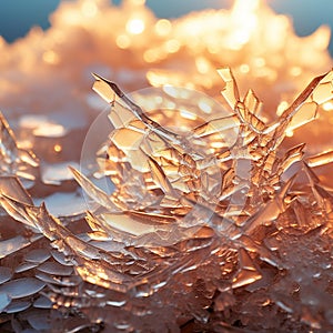Frozen Elegance: Intricate Ice Crystals Weaving Natures Web photo
