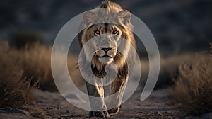 female lion in deserts