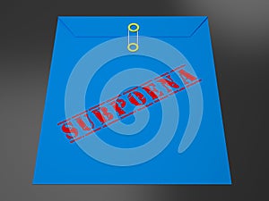 Witness Subpoena Envelope Represents Legal Duces Tecum Writ Of Summons 3d Illustration