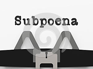 Witness Subpoena Type Represents Legal Duces Tecum Writ Of Summons 3d Illustration photo
