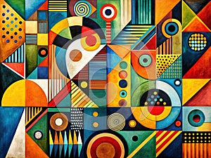 Dynamic Abstract Composition A Celebration of Geometric Forms in Collision photo