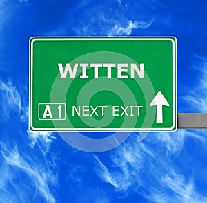 WITTEN road sign against clear blue sky