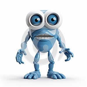 Witty And Clever 3d Monster Illustration Of Blue Alien With Big Eyes