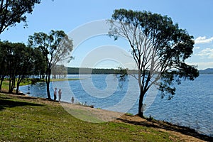 Wivenhoe lake under sunny sky