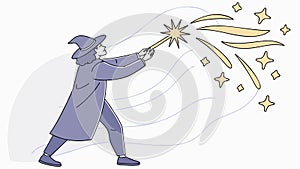 Wizard Casting Sparkling Magic Spell Illustration, vector design Generative AI