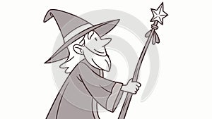 Wizard Casting Spell with Staff Vector, Powerful Magic Illustration, vector design Generative AI