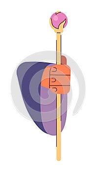 Wizard hand holds staff semi flat colour vector object