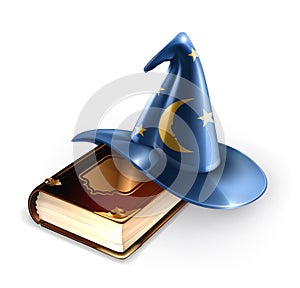 Wizard hat and old book