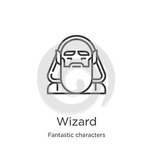 wizard icon vector from fantastic characters collection. Thin line wizard outline icon vector illustration. Outline, thin line