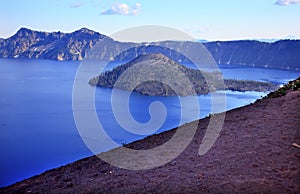 Wizard Island Blue Crater Lake Black Rim Oregon